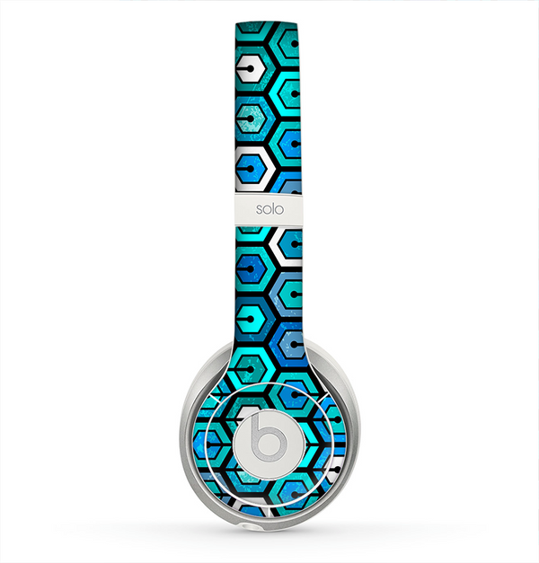 The Blue and Green Vibrant Hexagons Skin for the Beats by Dre Solo 2 Headphones
