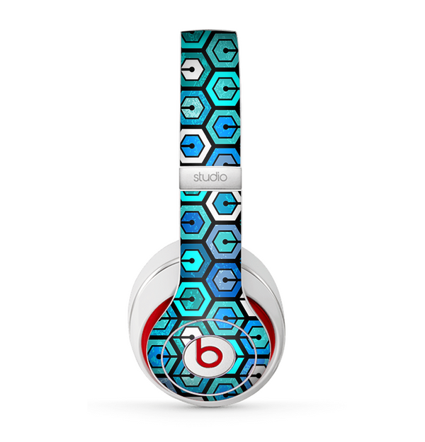 The Blue and Green Vibrant Hexagons Skin for the Beats by Dre Studio (2013+ Version) Headphones