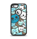 The Blue and Pink Vector Faced Cats Apple iPhone 5-5s Otterbox Defender Case Skin Set