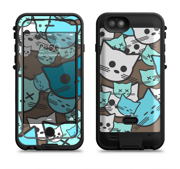 The Blue and Pink Vector Faced Cats Apple iPhone 6/6s LifeProof Fre POWER Case Skin Set