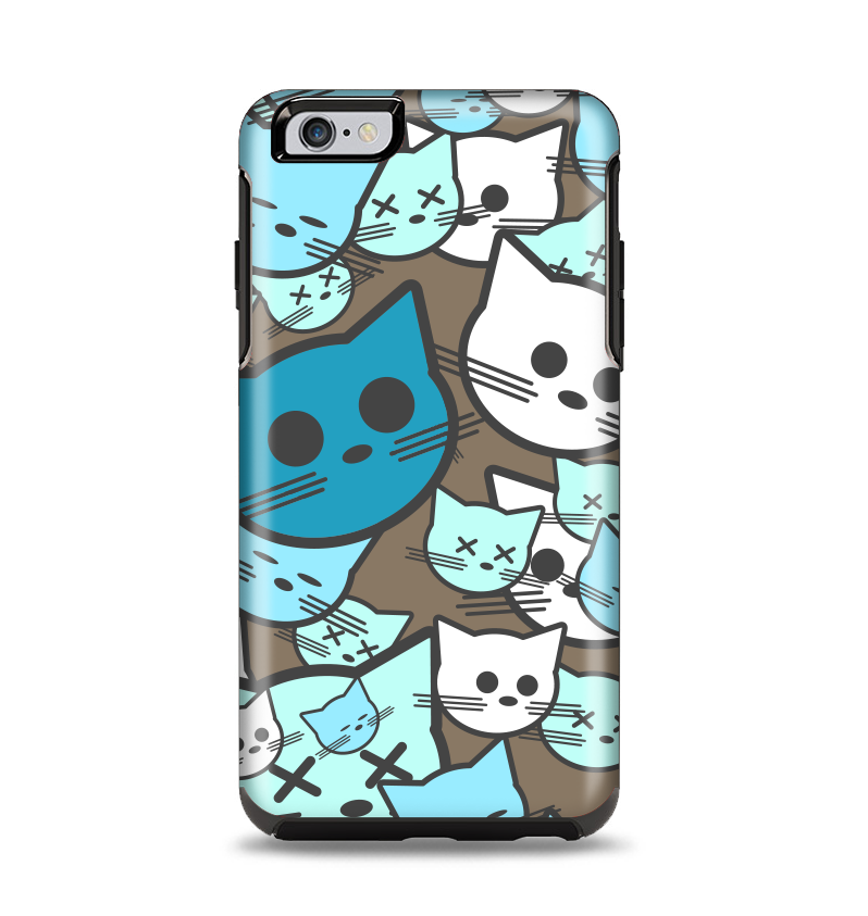 The Blue and Pink Vector Faced Cats Apple iPhone 6 Plus Otterbox Symmetry Case Skin Set