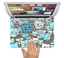 The Blue and Pink Vector Faced Cats Skin Set for the Apple MacBook Air 11"