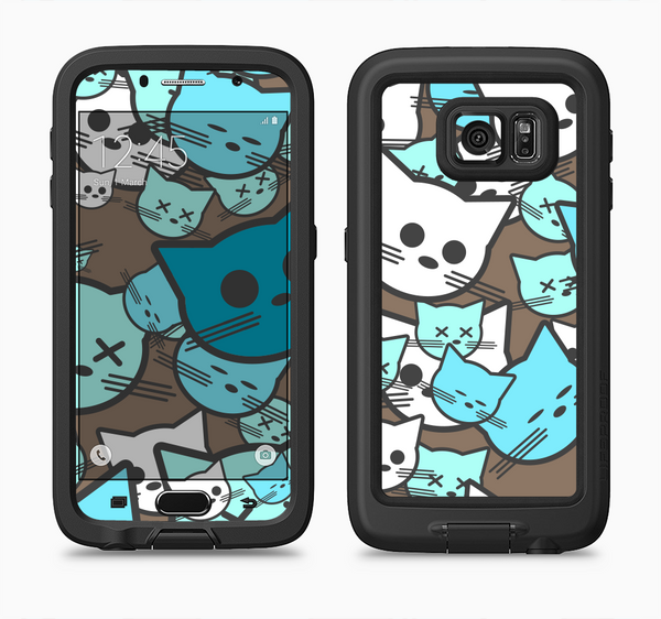 The Blue and Pink Vector Faced Cats Full Body Samsung Galaxy S6 LifeProof Fre Case Skin Kit
