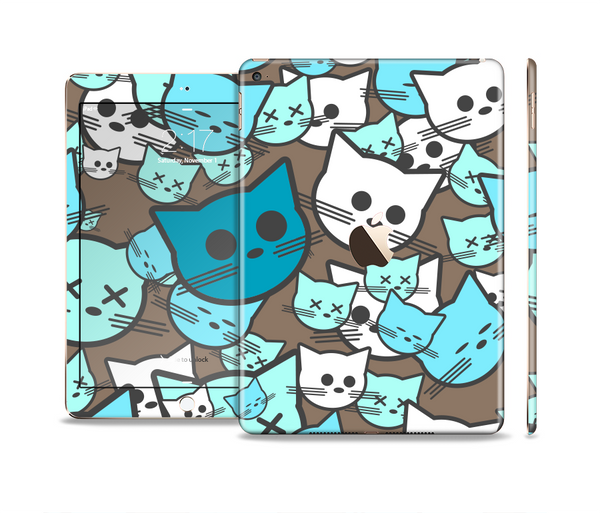 The Blue and Pink Vector Faced Cats Skin Set for the Apple iPad Pro