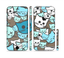 The Blue and Pink Vector Faced Cats Sectioned Skin Series for the Apple iPhone 6s Plus
