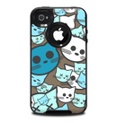 The Blue and Pink Vector Faced Cats Skin for the iPhone 4-4s OtterBox Commuter Case