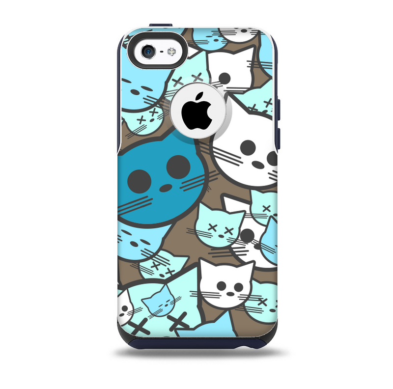 The Blue and Pink Vector Faced Cats Skin for the iPhone 5c OtterBox Commuter Case