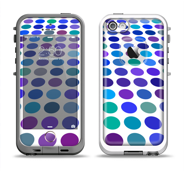 The Blue and Purple Strayed Polkadots Apple iPhone 5-5s LifeProof Fre Case Skin Set