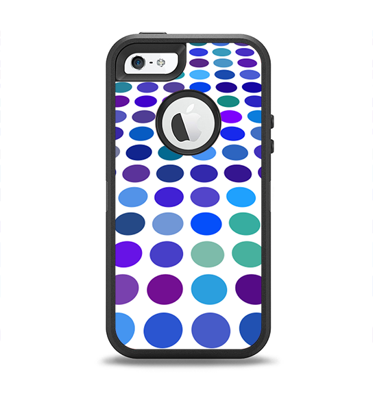 The Blue and Purple Strayed Polkadots Apple iPhone 5-5s Otterbox Defender Case Skin Set