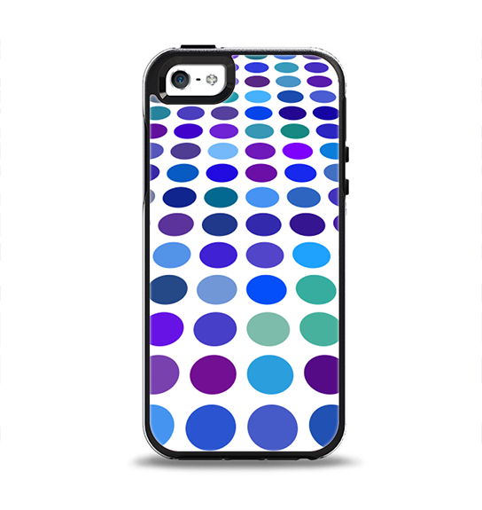 The Blue and Purple Strayed Polkadots Apple iPhone 5-5s Otterbox Symmetry Case Skin Set