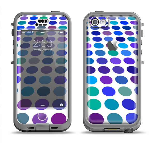 The Blue and Purple Strayed Polkadots Apple iPhone 5c LifeProof Nuud Case Skin Set