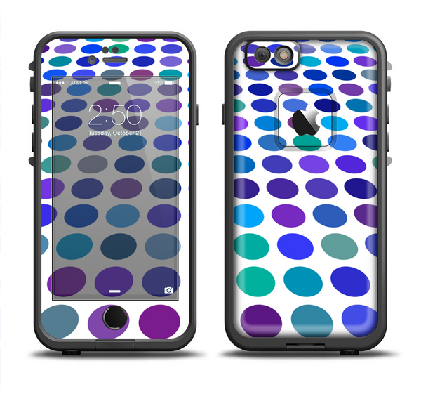 The Blue and Purple Strayed Polkadots Apple iPhone 6 LifeProof Fre Case Skin Set