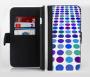 The Blue and Purple Strayed Polkadots Ink-Fuzed Leather Folding Wallet Credit-Card Case for the Apple iPhone 6/6s, 6/6s Plus, 5/5s and 5c