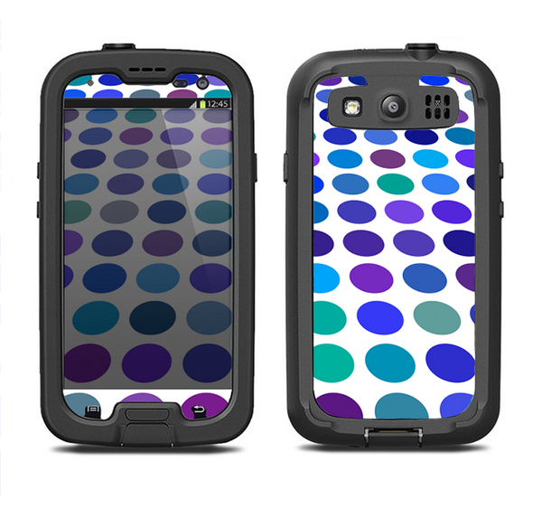 The Blue and Purple Strayed Polkadots Samsung Galaxy S3 LifeProof Fre Case Skin Set