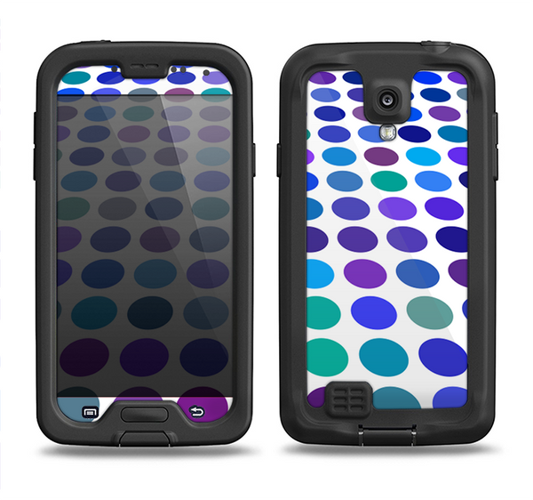The Blue and Purple Strayed Polkadots Samsung Galaxy S4 LifeProof Fre Case Skin Set