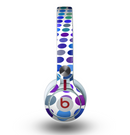 The Blue and Purple Strayed Polkadots Skin for the Beats by Dre Mixr Headphones
