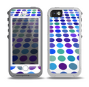 The Blue and Purple Strayed Polkadots Skin for the iPhone 5-5s OtterBox Preserver WaterProof Case