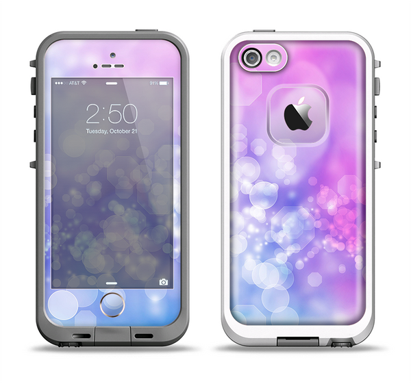 The Blue and Purple Translucent Glimmer Lights Apple iPhone 5-5s LifeProof Fre Case Skin Set