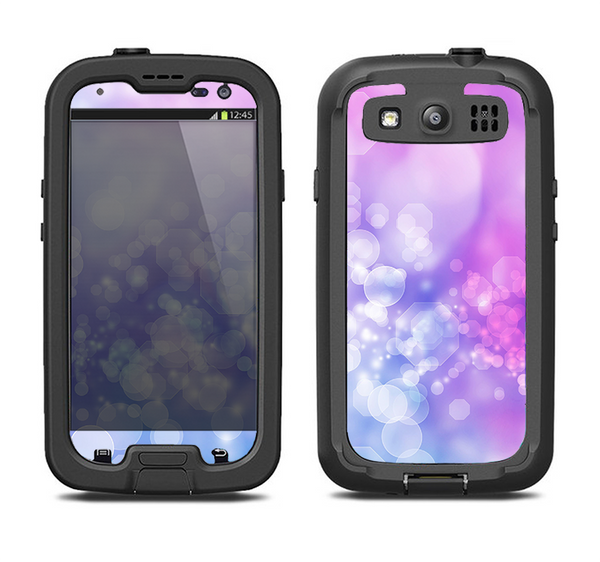 The Blue and Purple Translucent Glimmer Lights Samsung Galaxy S3 LifeProof Fre Case Skin Set