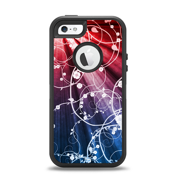 The Blue and Red Light Arrays with Glowing Vines Apple iPhone 5-5s Otterbox Defender Case Skin Set