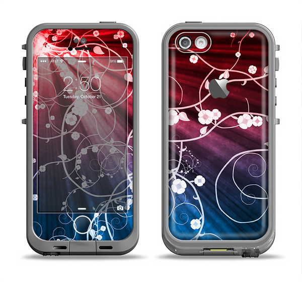 The Blue and Red Light Arrays with Glowing Vines Apple iPhone 5c LifeProof Fre Case Skin Set