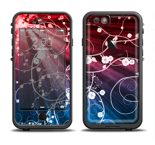 The Blue and Red Light Arrays with Glowing Vines Apple iPhone 6 LifeProof Fre Case Skin Set