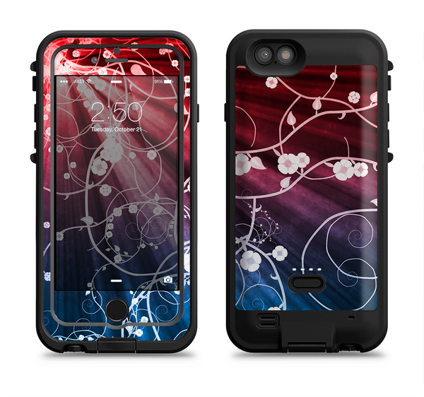 The Blue and Red Light Arrays with Glowing Vines Apple iPhone 6/6s LifeProof Fre POWER Case Skin Set