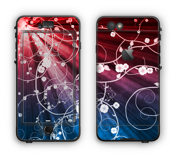 The Blue and Red Light Arrays with Glowing Vines Apple iPhone 6 LifeProof Nuud Case Skin Set