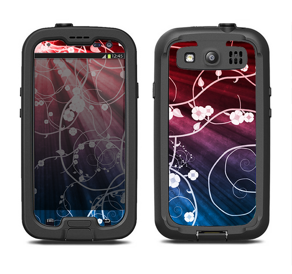 The Blue and Red Light Arrays with Glowing Vines Samsung Galaxy S3 LifeProof Fre Case Skin Set