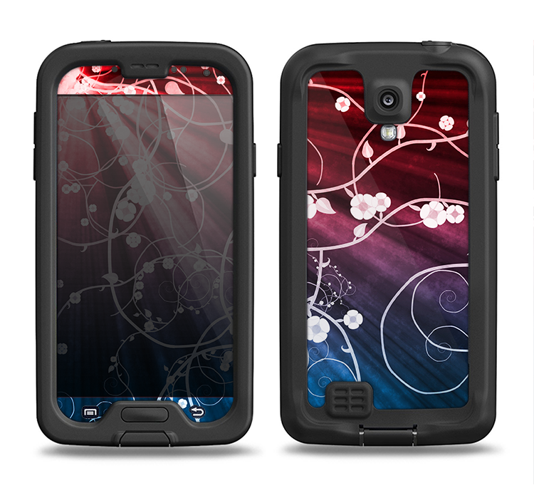 The Blue and Red Light Arrays with Glowing Vines Samsung Galaxy S4 LifeProof Fre Case Skin Set