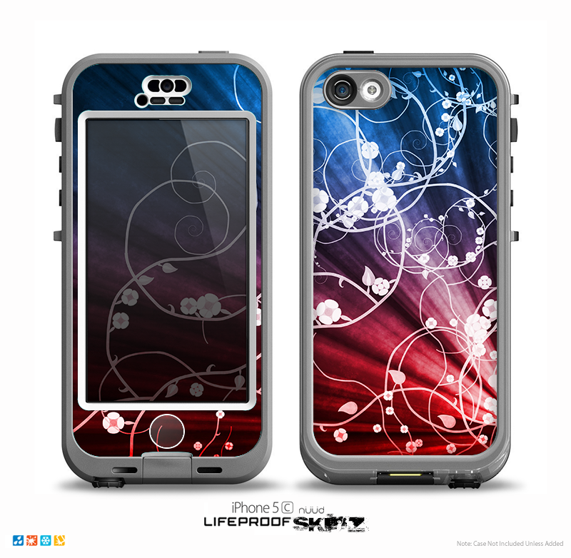 The Blue and Red Light Arrays with Glowing Vines Skin for the iPhone 5c nüüd LifeProof Case