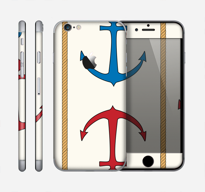 The Blue and Red Simple Anchor Pattern Skin for the Apple iPhone 6