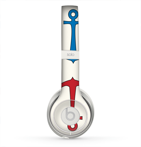 The Blue and Red Simple Anchor Pattern Skin for the Beats by Dre Solo 2 Headphones
