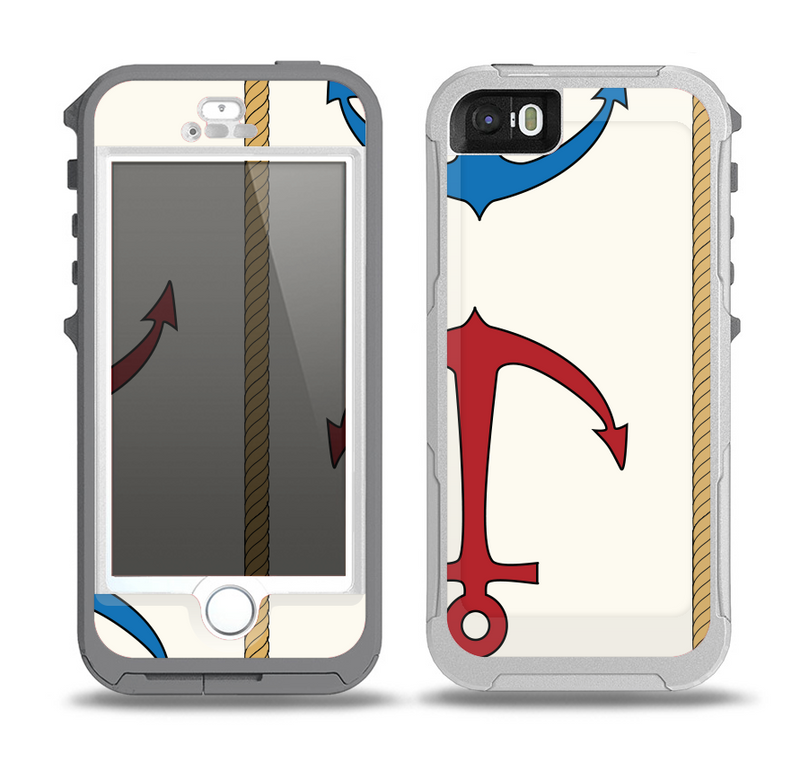 The Blue and Red Simple Anchor Pattern Skin for the iPhone 5-5s OtterBox Preserver WaterProof Case