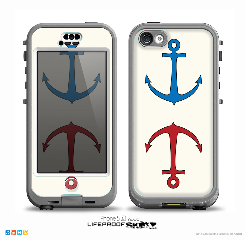 The Blue and Red Simple Anchor Pattern Skin for the iPhone 5c nüüd LifeProof Case