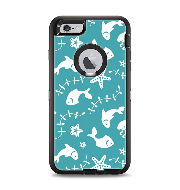 The Blue and White Cartoon Sea Creatures Apple iPhone 6 Plus Otterbox Defender Case Skin Set