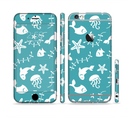 The Blue and White Cartoon Sea Creatures Sectioned Skin Series for the Apple iPhone 6s Plus