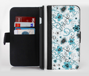 The Blue and White Floral Laced Pattern Ink-Fuzed Leather Folding Wallet Credit-Card Case for the Apple iPhone 6/6s, 6/6s Plus, 5/5s and 5c