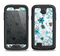 The Blue and White Floral Laced Pattern Samsung Galaxy S4 LifeProof Fre Case Skin Set
