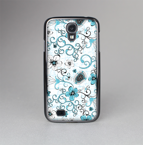 The Blue and White Floral Laced Pattern Skin-Sert Case for the Samsung Galaxy S4