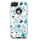 The Blue and White Floral Laced Pattern Skin For The iPhone 5-5s Otterbox Commuter Case