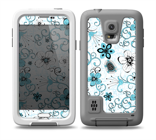 The Blue and White Floral Laced Pattern Skin Samsung Galaxy S5 frē LifeProof Case