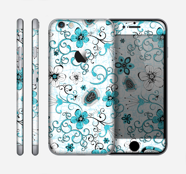 The Blue and White Floral Laced Pattern Skin for the Apple iPhone 6