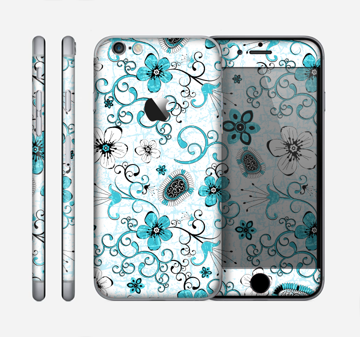 The Blue and White Floral Laced Pattern Skin for the Apple iPhone 6