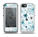 The Blue and White Floral Laced Pattern Skin for the iPhone 5-5s OtterBox Preserver WaterProof Case