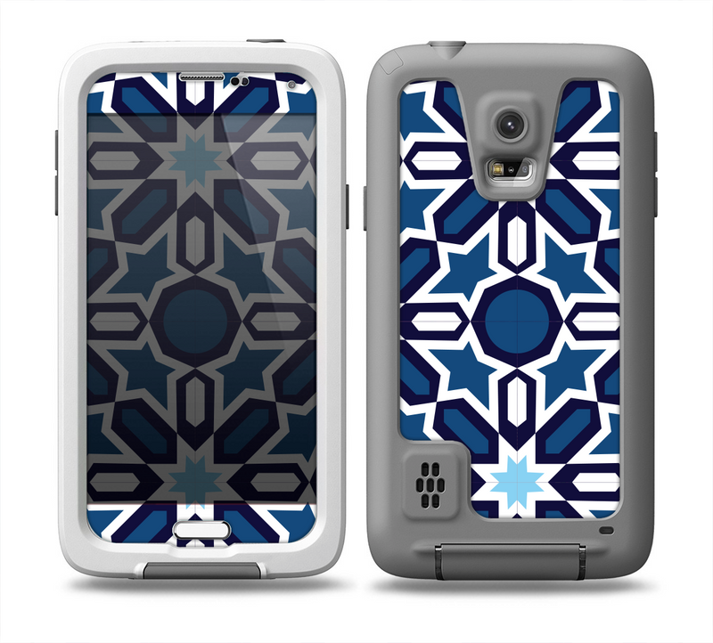 The Blue and White Mosaic Mirrored Pattern Skin Samsung Galaxy S5 frē LifeProof Case