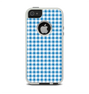 The Blue and White Woven Plaid Pattern Apple iPhone 5-5s Otterbox Commuter Case Skin Set