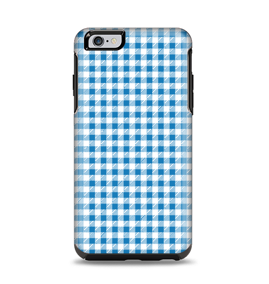 The Blue and White Woven Plaid Pattern Apple iPhone 6 Plus Otterbox Symmetry Case Skin Set