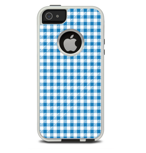 The Blue and White Woven Plaid Pattern Skin For The iPhone 5-5s Otterbox Commuter Case