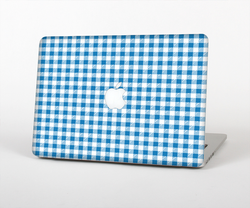 The Blue and White Woven Plaid Pattern Skin for the Apple MacBook Pro 15"